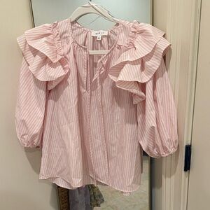 Chic Pink Striped Blouse by Mille
